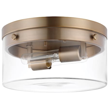 Nuvo Intersection Medium Flush Mount - Burnished Brass with Clear Glass 60/7537